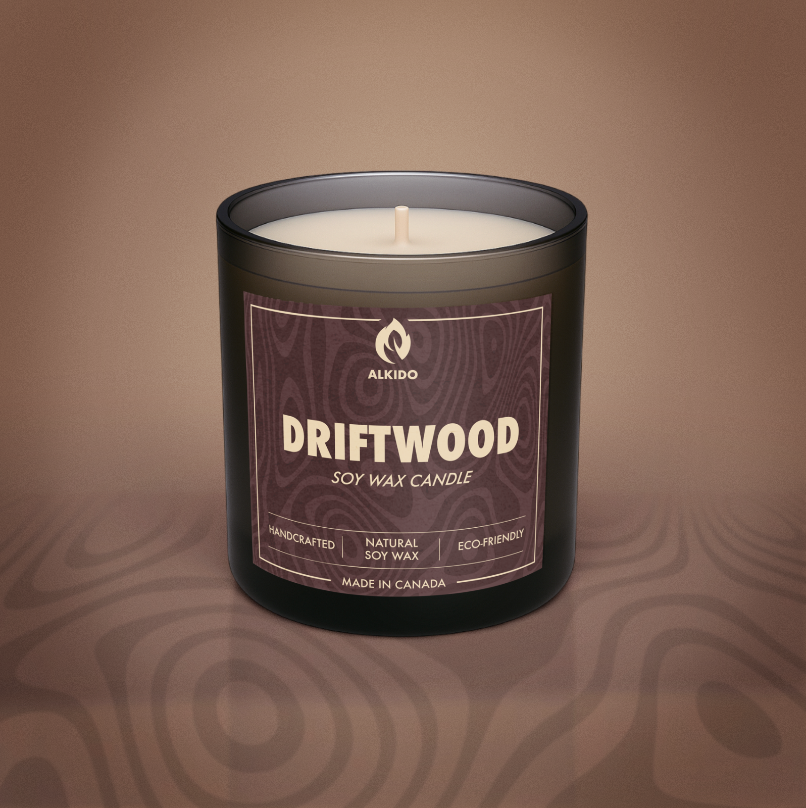 Vanilla soy wax candle – ALKIDO Driftwood, warm and hand-poured in Toronto