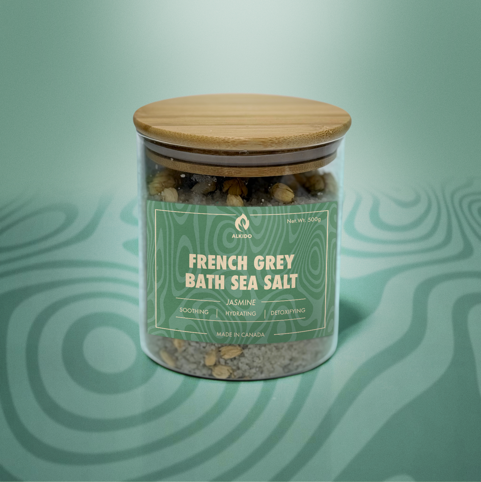 French grey bath sea salt jar - Jasmine.