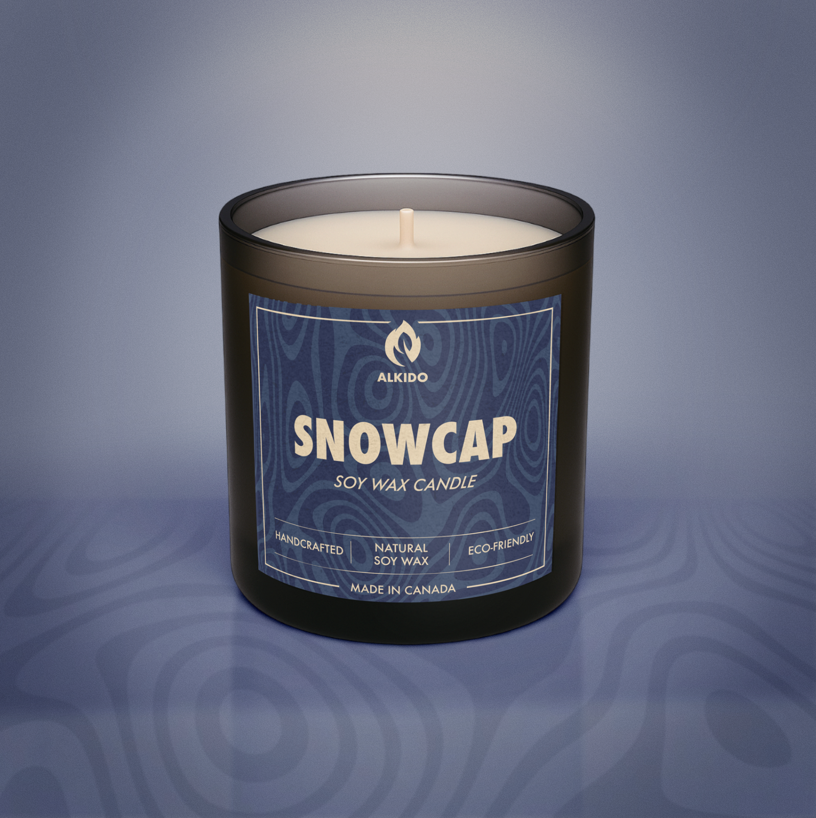 ALKIDO SNOWCAP – Classic Soy Wax Candle, minimal white jar, hand-poured in Toronto