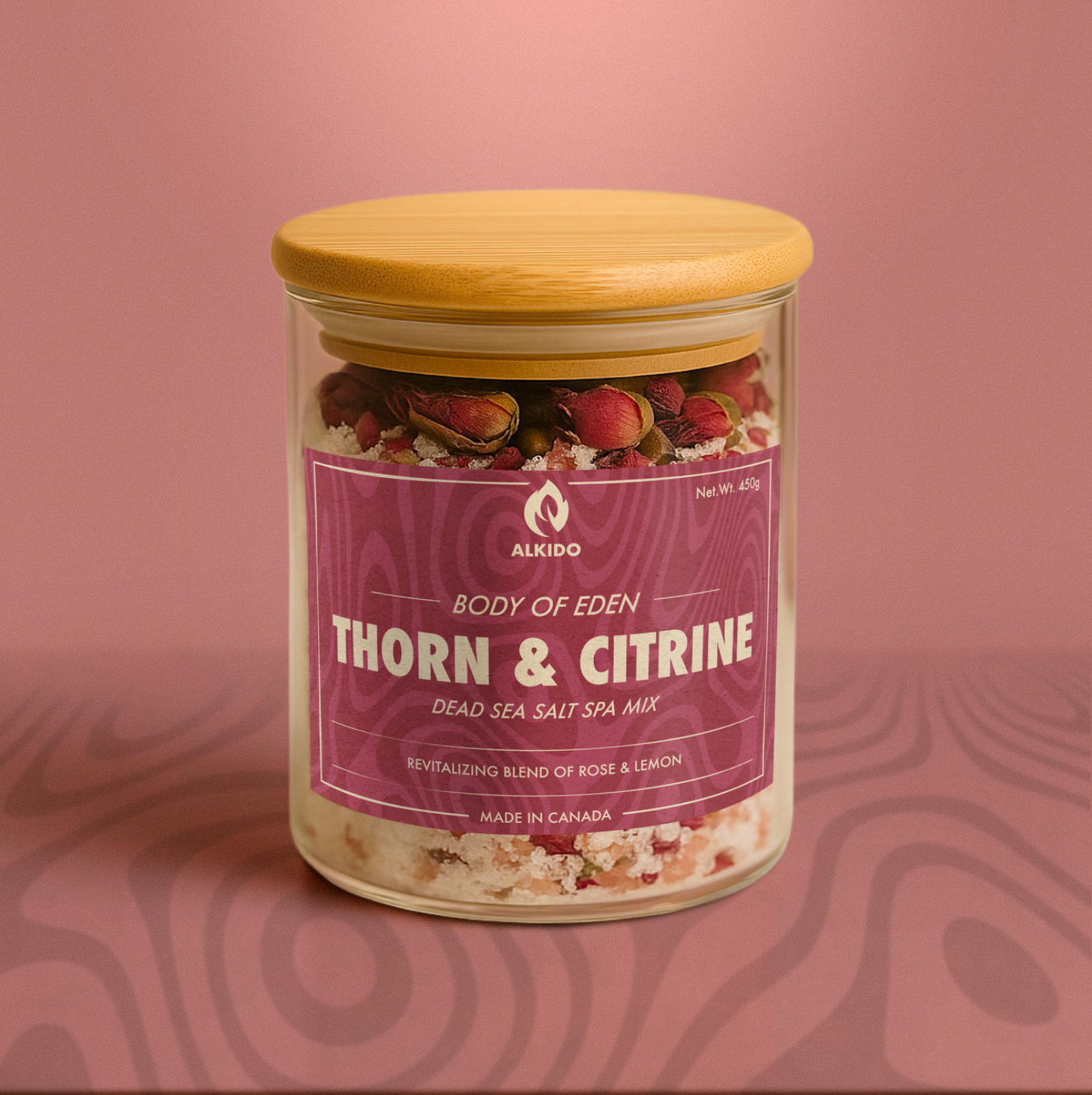 Jar of Thorn & Citrine dead sea salt spa mix.