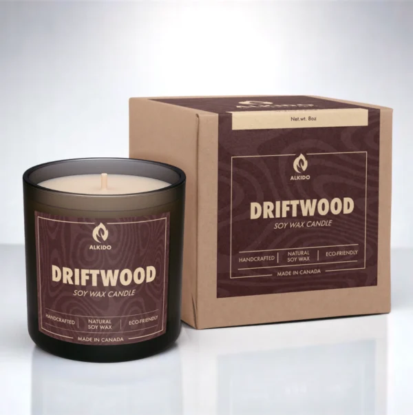 Vanilla soy wax candle – ALKIDO Driftwood, warm and hand-poured in Toronto