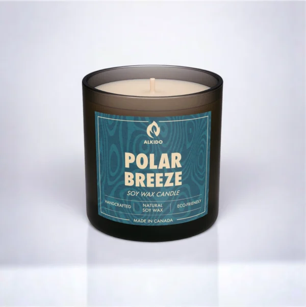Clean cotton soy wax candle – ALKIDO POLAR BREEZE, crisp, hand-poured, and eco-conscious