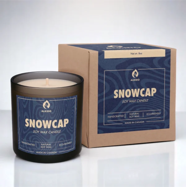 ALKIDO SNOWCAP – Classic Soy Wax Candle, minimal white jar, hand-poured in Toronto