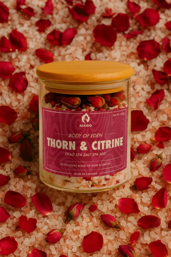 Jar of Thorn & citrine spa mix. 